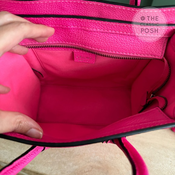 ❌SOLD❌ EUC Rare Celine Nano Luggage Fluo Pink Gold Crossbody Bag Tote - Picture 11 of 13
